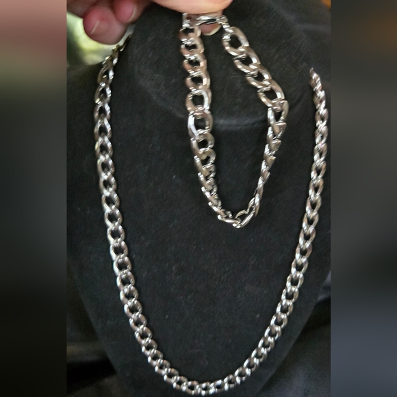 Stainless steel Men's Anchor chain 20" & 9" necklace & bracelet set - Picture 5 of 8